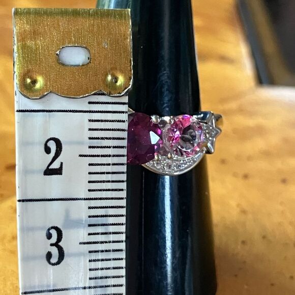 Genuine Pink Mystic Topaz Sterling Silver Star Ring Size 8 - Picture 7 of 9